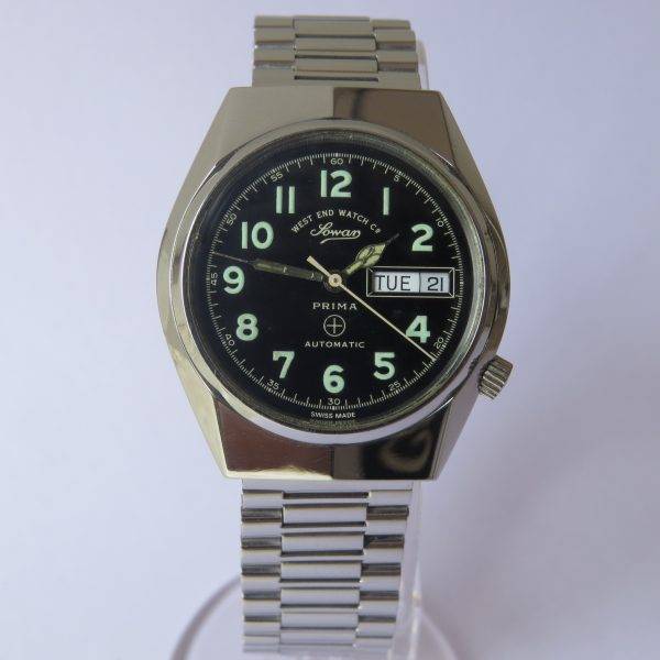 West End Watch Co. 'Multifort' circa 1942-1945 | steel mid-sized automatic  vintage wristwatch - Black Bough | Ludlow