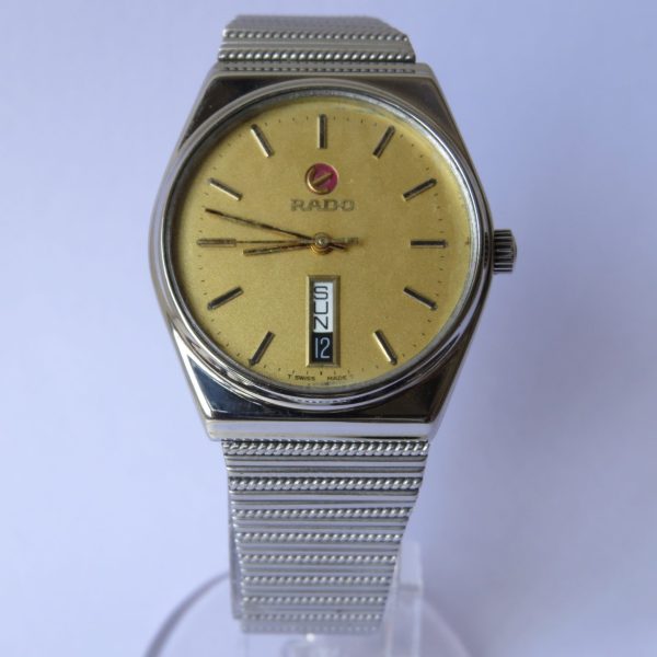 Vintage RADO DiaStar Watch, Unisex Gold Nugget Face Dial Swiss Quartz  Wristwatch, Black Leather Strap Watch Band