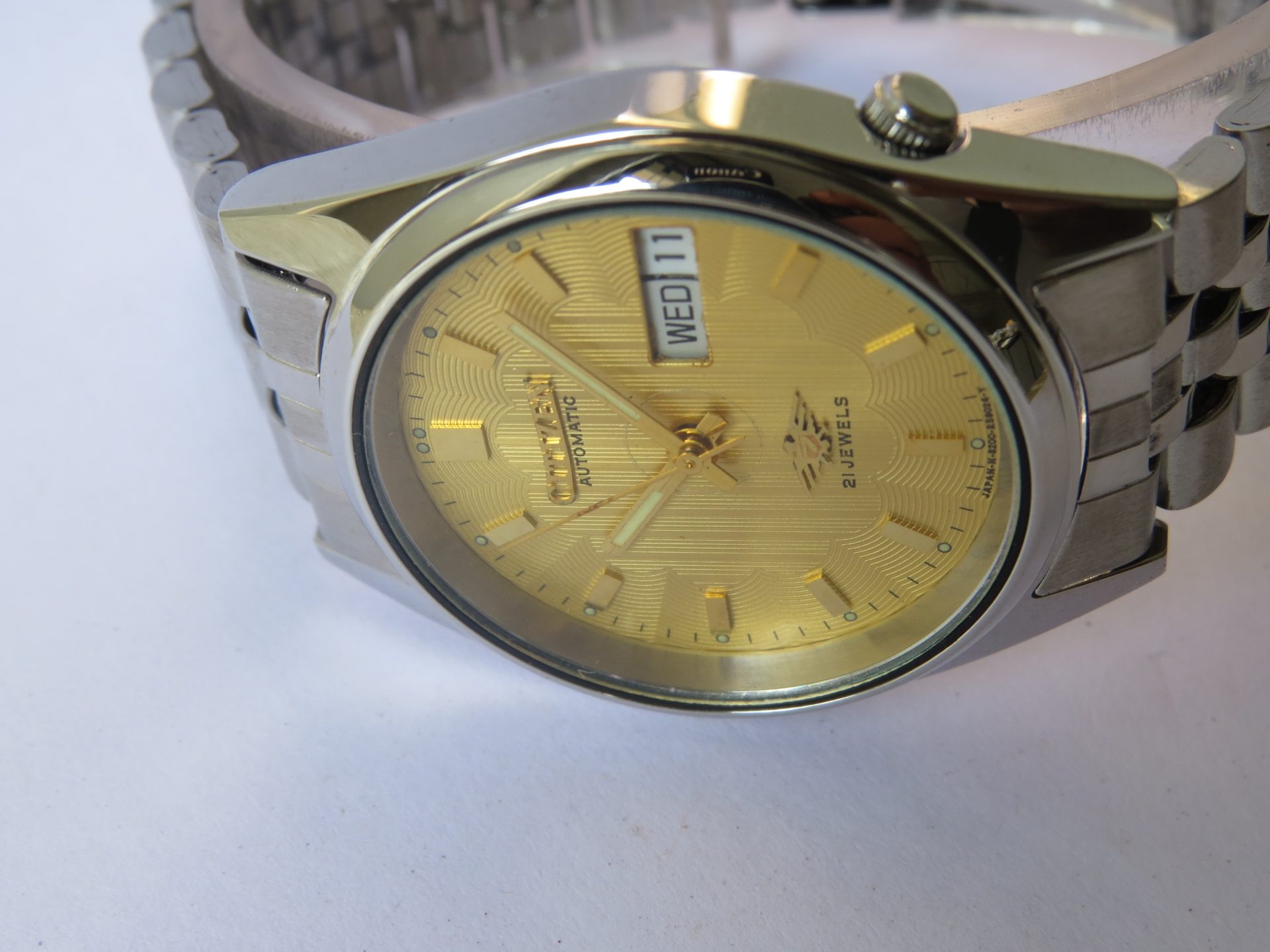 Vintage Made in Japan CITIZEN Automatic 21 Jewels Unisex Watch I Golden  Dial I Day & Date 35 mm Dial No. 891750 : B6014