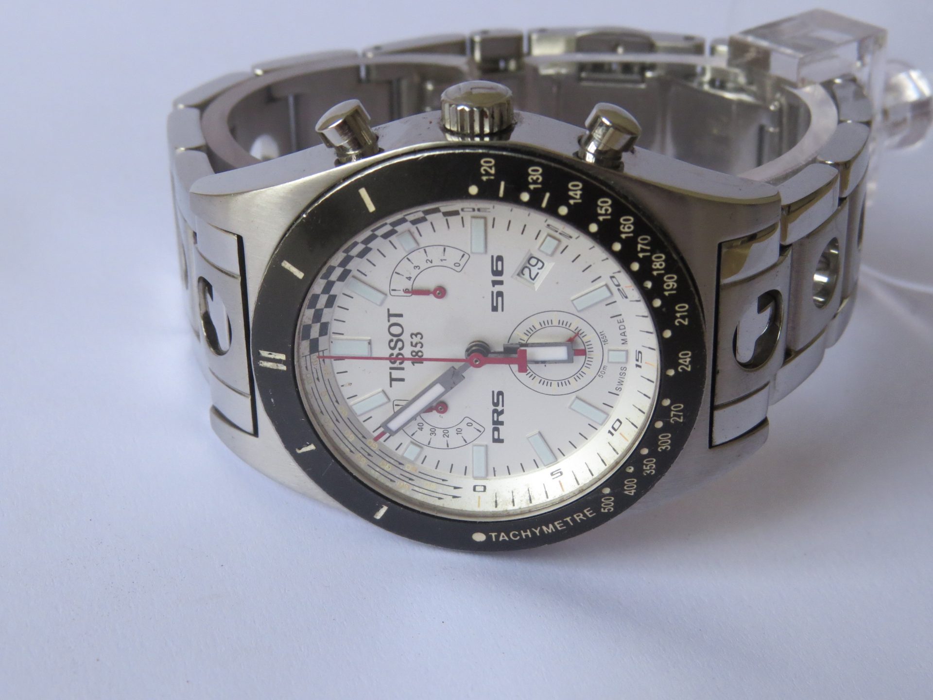 IMG_3538 Pre Owned Swiss TISSOT PRS 516 Quartz Chorono watch for Men I TACHEMETERE I Polished I 40 mm Case Dia I Neat Condition I : Model No. J565/665 - OKM JA 13431 : B8046 - Image 3