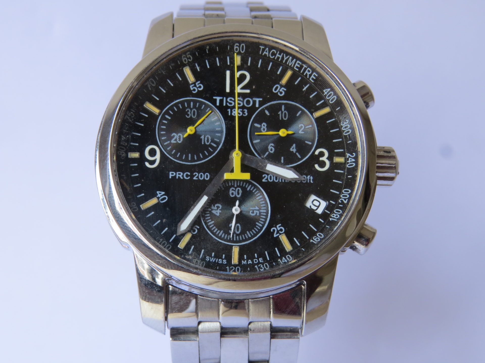 IMG_3669 Pre Owned Swiss TISSOT PRC 200 Quartz Choronograph watch for Men I Polished I 40 mm Case Dia I Neat Condition I No Scratches I Model No. T 461 SKM BA 80237 : B9013 - Image 2