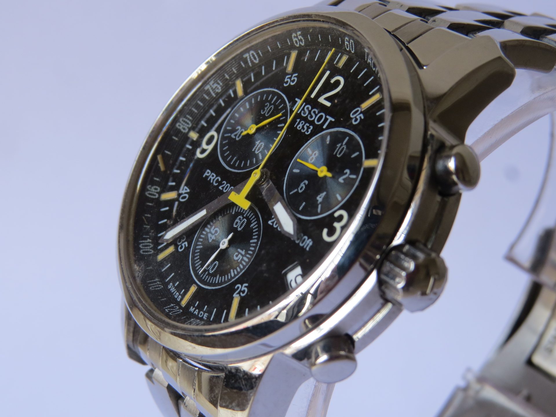 IMG_3670 Pre Owned Swiss TISSOT PRC 200 Quartz Choronograph watch for Men I Polished I 40 mm Case Dia I Neat Condition I No Scratches I Model No. T 461 SKM BA 80237 : B9013 - Image 3