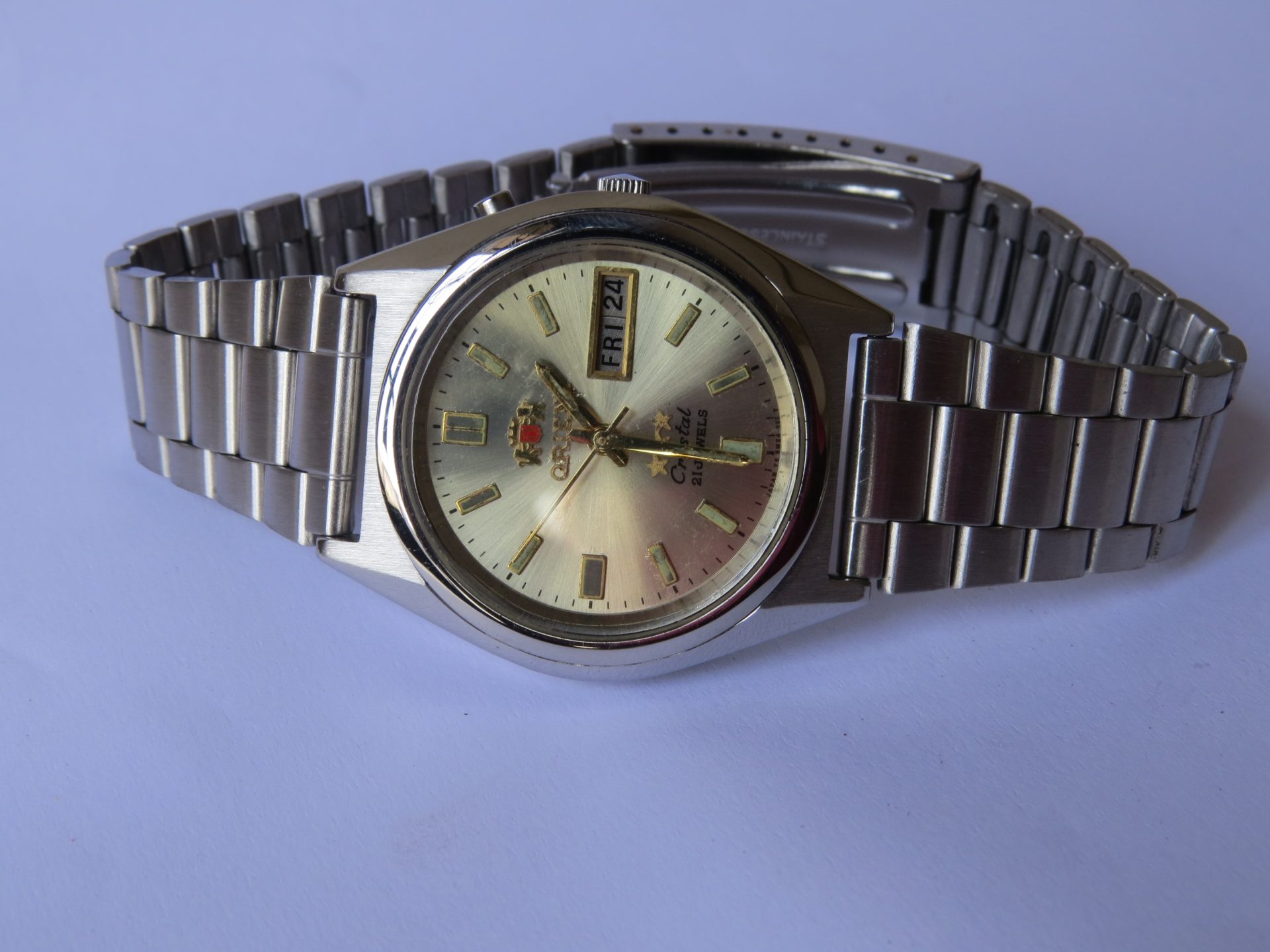 IMG_3723 Pre owned Light use Made in Japan ORIENT 3 Star Crystal Automatic 21 Jewels Men's Watch I Neat Condition I 36 mm Case Dia I Light Golden Dial I Model No. 469WA7 - 66 - CA | B9018 - Image 7
