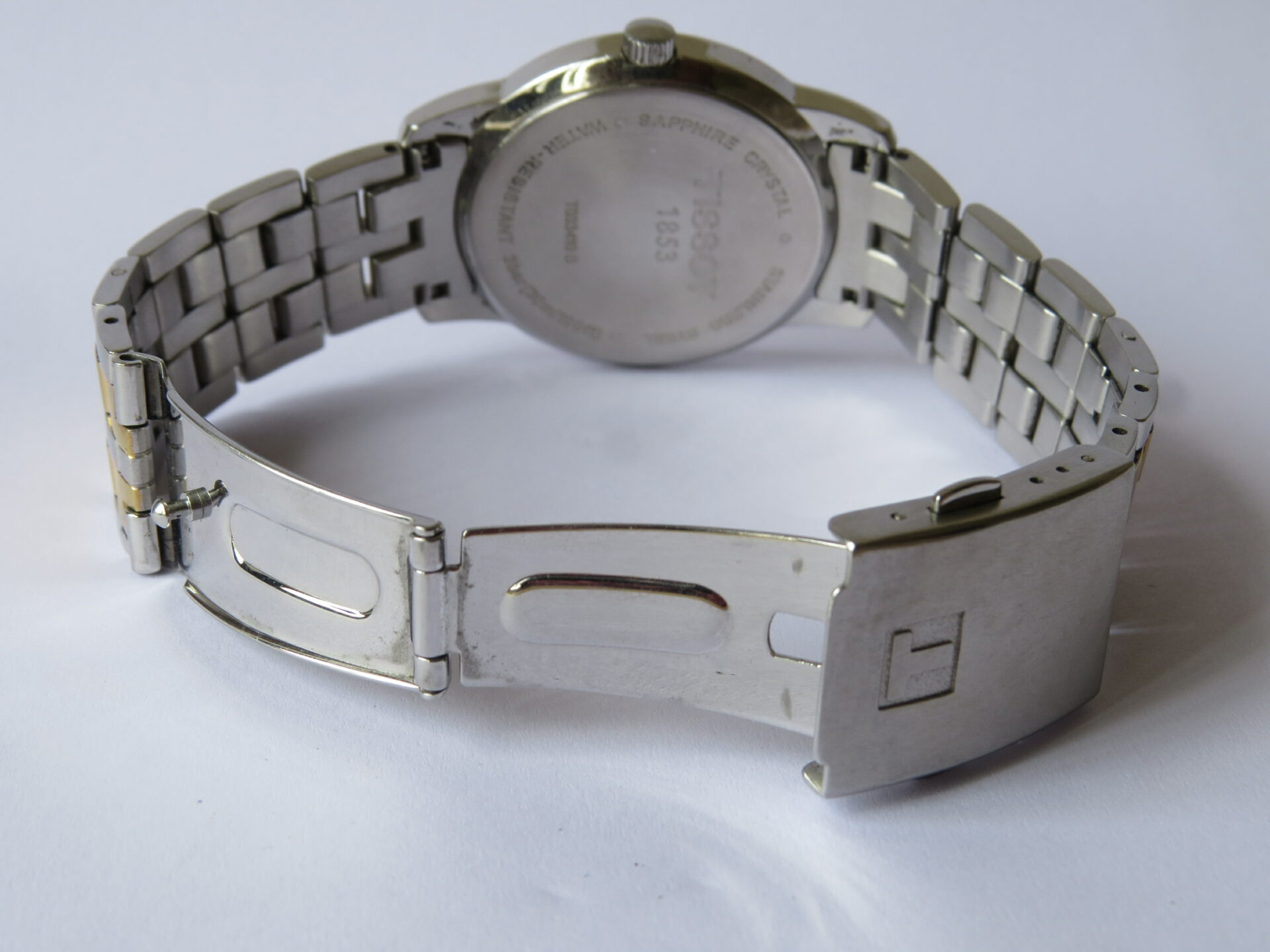 IMG_4066 Pre Owned Swiss TISSOT T Classic Quartz watch for Men I Dual Tone Bracelet I 38 mm Case Dia I Neat Condition I : Model No. T 033410 B : B10003 - Image 7
