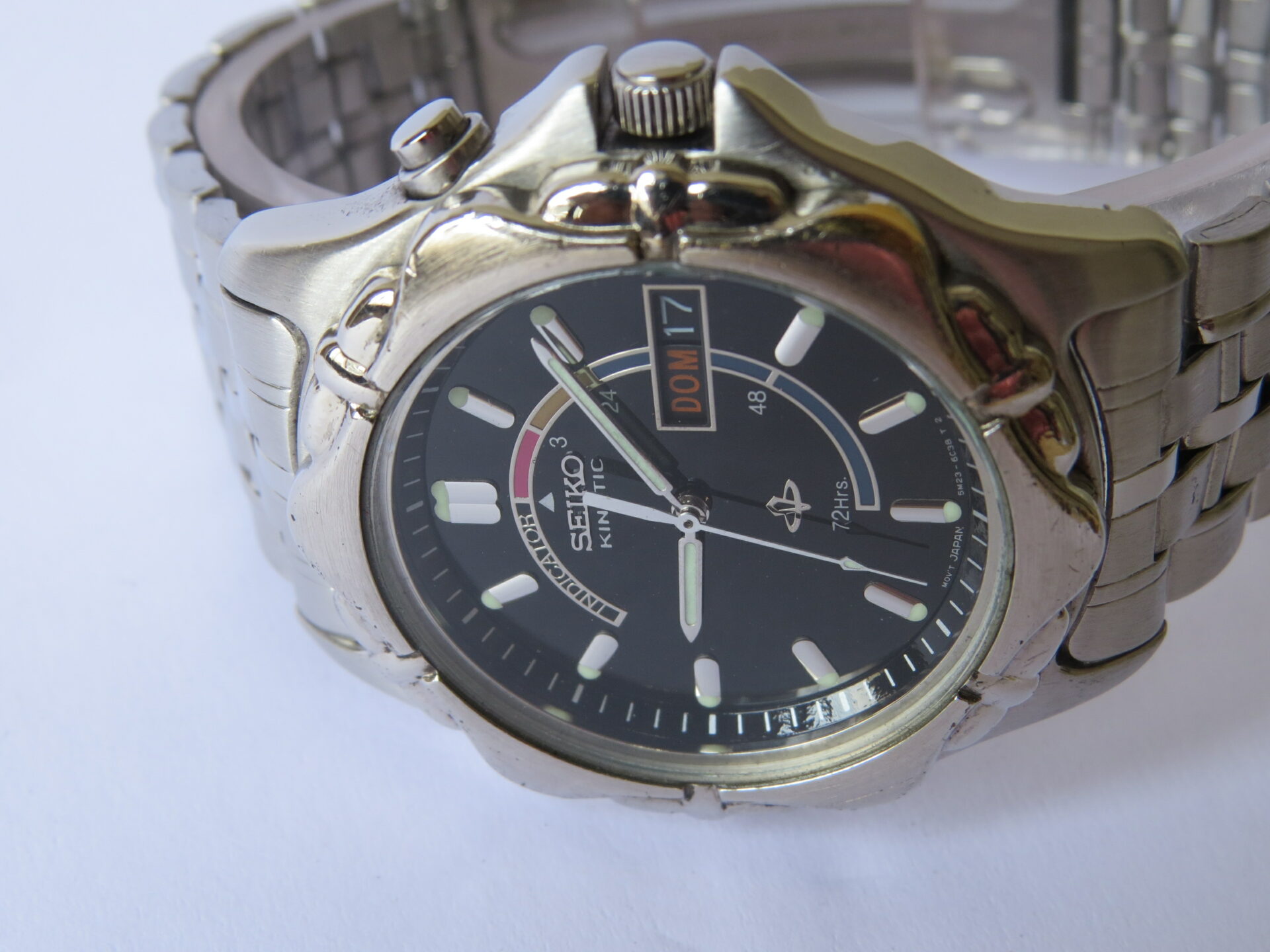IMG_4172 Pre Owned Made in Japan SEIKO Kinetic Quartz Men's Watch : 21 Jewels I Black Dial I Neat Condition I 39 MM Case Dia : Black Dial : No. 5M23 - 6873 | B1013 - Image 6