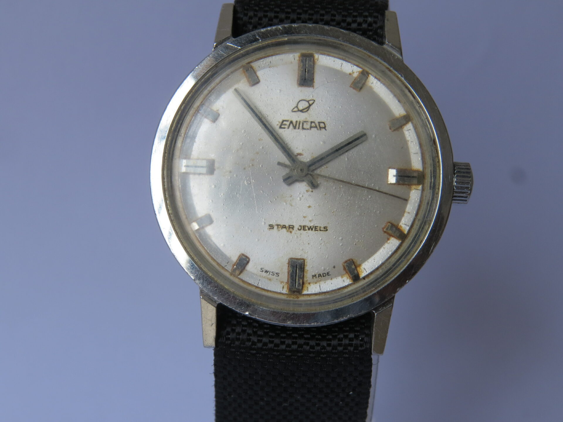IMG_4318 Vintage Swiss Made ENICAR STAR JEWELS Hand Winding Oceam Pearl Incabloc Mechanical Wrist Watch - 35 mm Case Dia : White Color Dial : Model. 140-21-01 : B1128 - Image 2