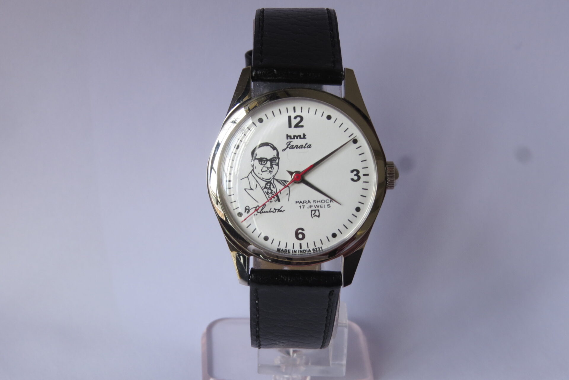 Vintage HMT JANATA B.R Ambedhkar Hand Winding Mechanical Wrist Watch : 17 Jewels : 35 mm Case Dia : White Color Dial  : Model.  417048 : B1508
