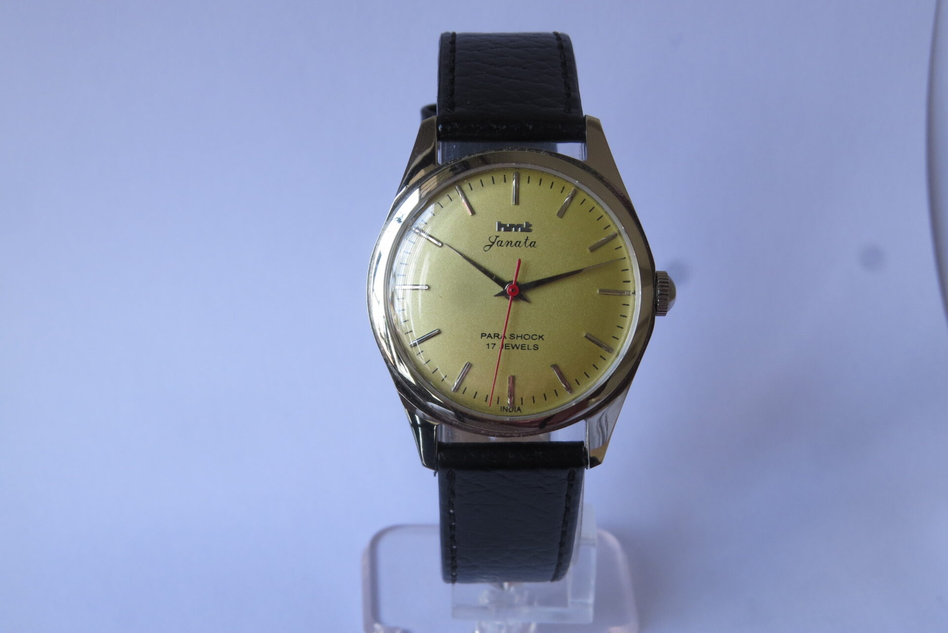 Vintage HMT JANATA Hand Winding Mechanical Wrist Watch : 17 Jewels : 35 mm Case Dia : Grey Yellow Color Dial : Model. 417048 : B1509