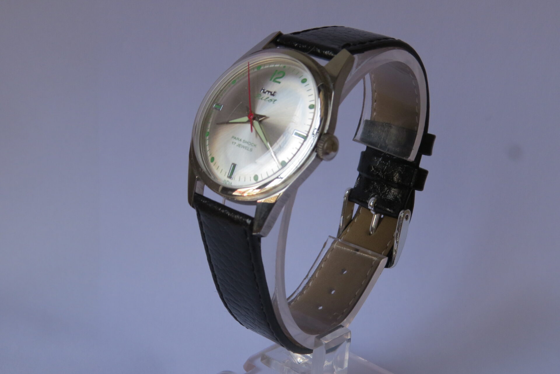 IMG_6083 Vintage HMT Pilot Hand Winding Mechanical Wrist Watch : 17 Jewels : - 35 mm Case Dia : White Color Dial ( Sun Burst ) : Model. 417048 : B1515 - Image 4