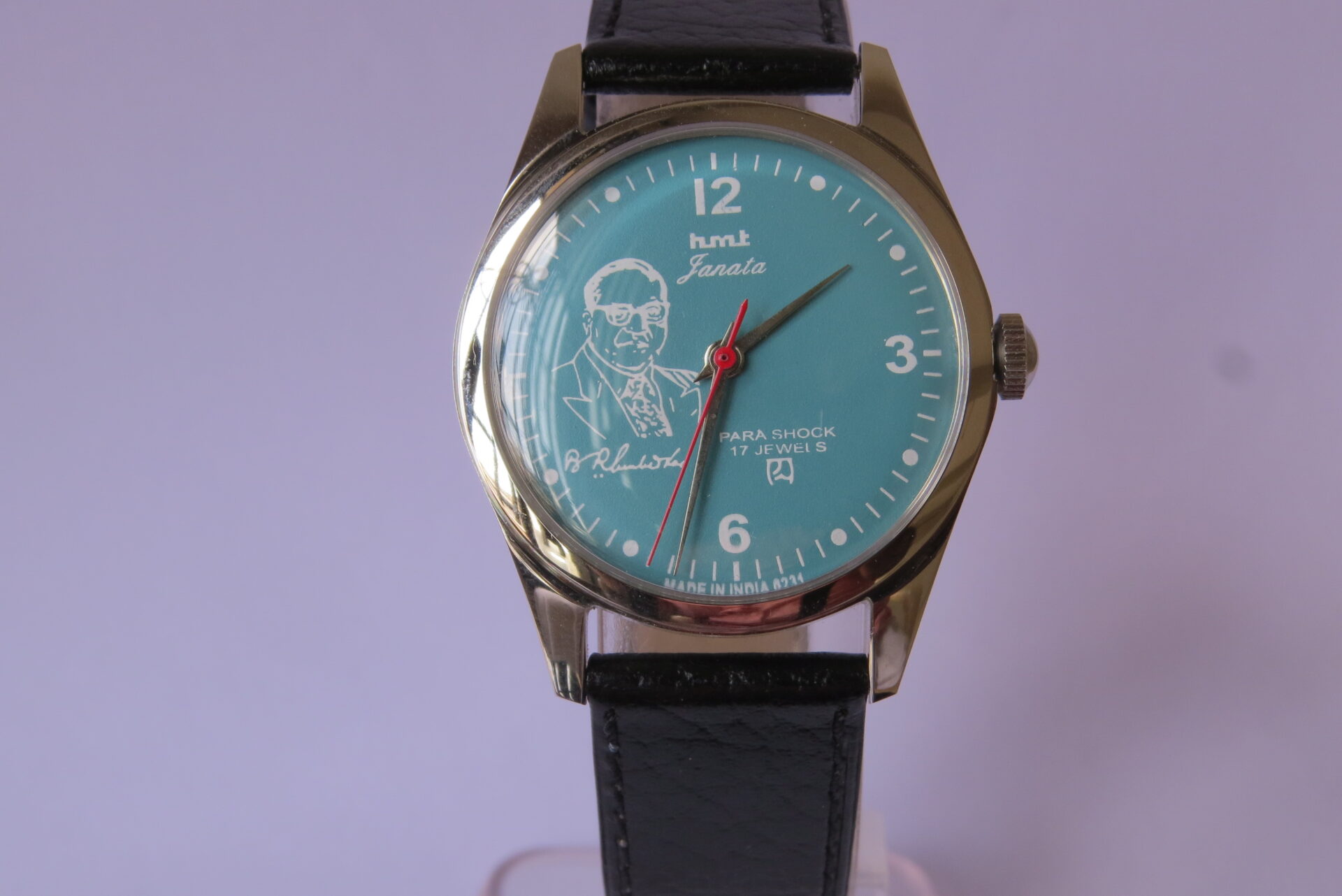 IMG_6101 Vintage HMT JANATA B.R Ambedhkar Hand Winding Mechanical Wrist Watch : 17 Jewels : 35 mm Case Dia : Turquoise Color Dial : Model. 417048 : B1518 - Image 2