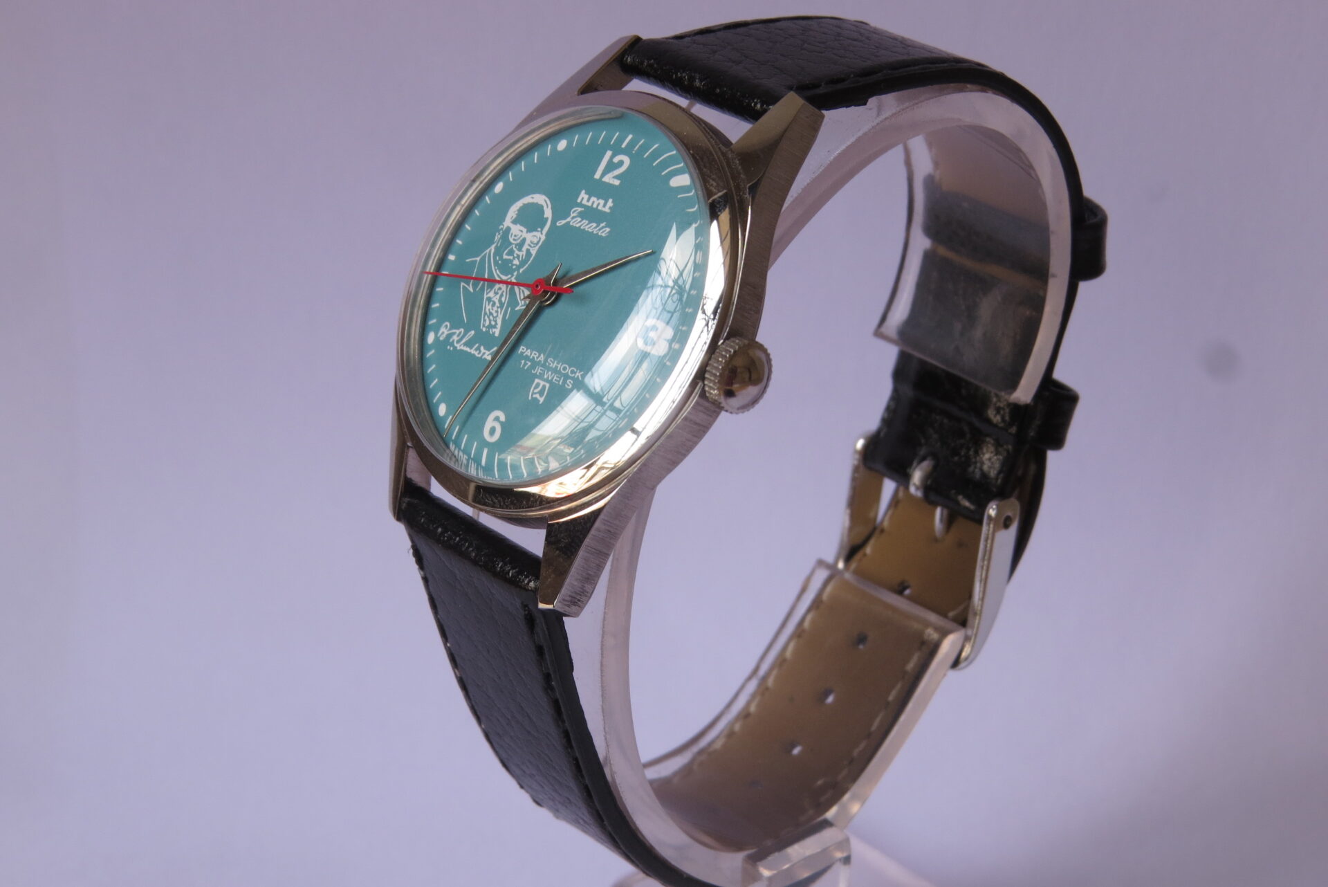 IMG_6102 Vintage HMT JANATA B.R Ambedhkar Hand Winding Mechanical Wrist Watch : 17 Jewels : 35 mm Case Dia : Turquoise Color Dial : Model. 417048 : B1518 - Image 3