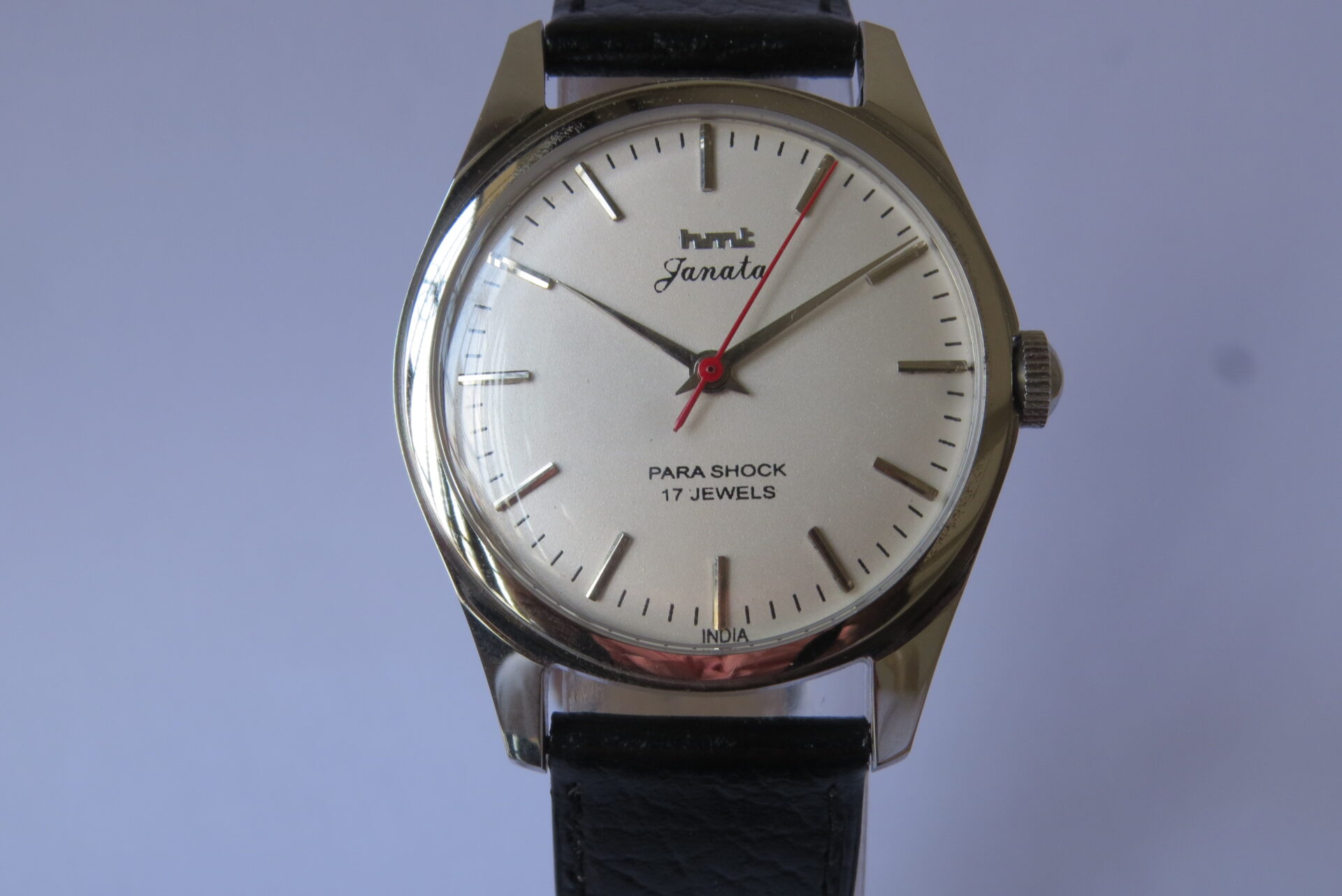 IMG_6127 Vintage HMT JANATA Hand Winding Mechanical Wrist Watch : 17 Jewels : 35 mm Case Dia : White Color Dial ( Sun Burst ) : Model. 417048 : B1521 - Image 2