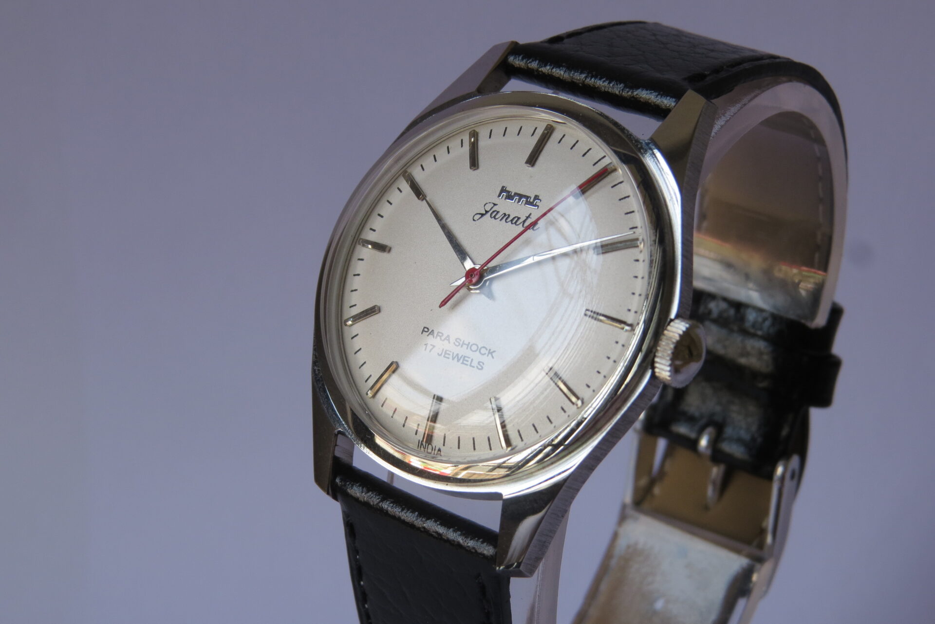 IMG_6128 Vintage HMT JANATA Hand Winding Mechanical Wrist Watch : 17 Jewels : 35 mm Case Dia : White Color Dial ( Sun Burst ) : Model. 417048 : B1521 - Image 3
