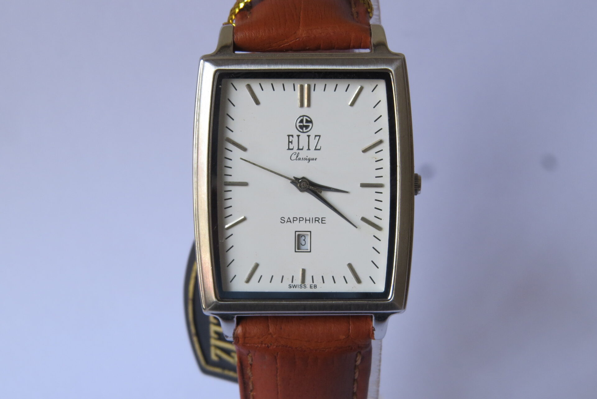 IMG_6274 New Swiss Precition ELIZ Quartz Wrist Watch for Men I 35 x 30 mm Case Dia I White Color Classic Dial : Model No. ES10-7701G - B1610 - Image 3