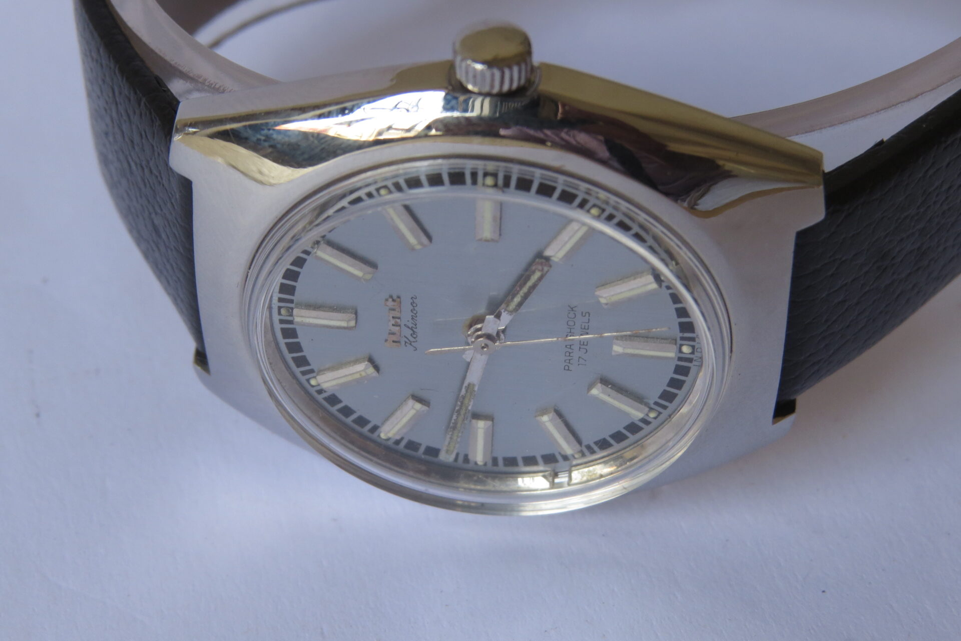 IMG_5858 Vintage HMT Kohinoor 17 Jewels Hand Winding Mechanical Wrist Watch Men - 35 mm Metalic White Dial : Model. 130277 : B1629 - Image 5