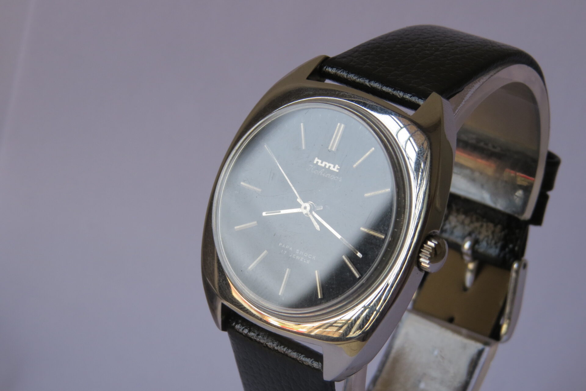 IMG_5864 Vintage HMT Avinash 17 Jewels Hand Winding Mechanical Wrist Watch Men - 35 mm Black Dial : Model. 130277 : B1631 - Image 2