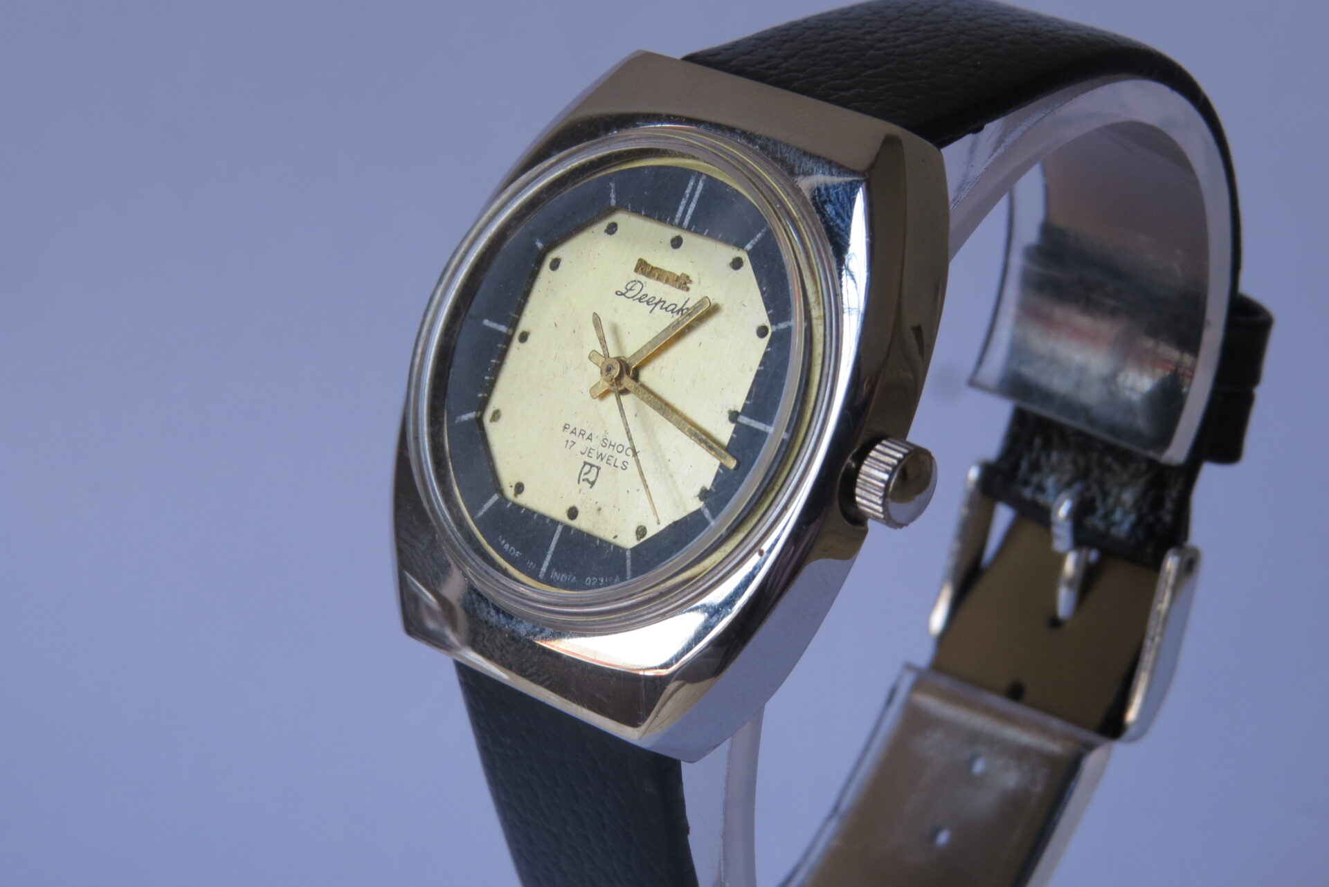 IMG_5877 Vintage HMT Deepak 17 Jewels Hand Winding Mechanical Wrist Watch Men - 35 mm Golden Dial : Model. 130277 : B1632 - Image 3